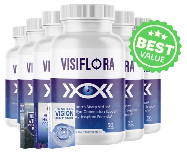 Six bottles of VisiFlora with the three bonus ebooks